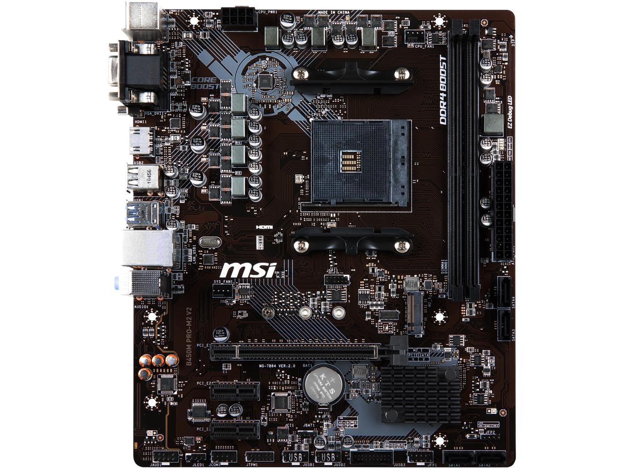 MSI Motherboard PRO B450M PRO-M2 V2 MSI Motherboard PRO B450M PRO-M2 V2